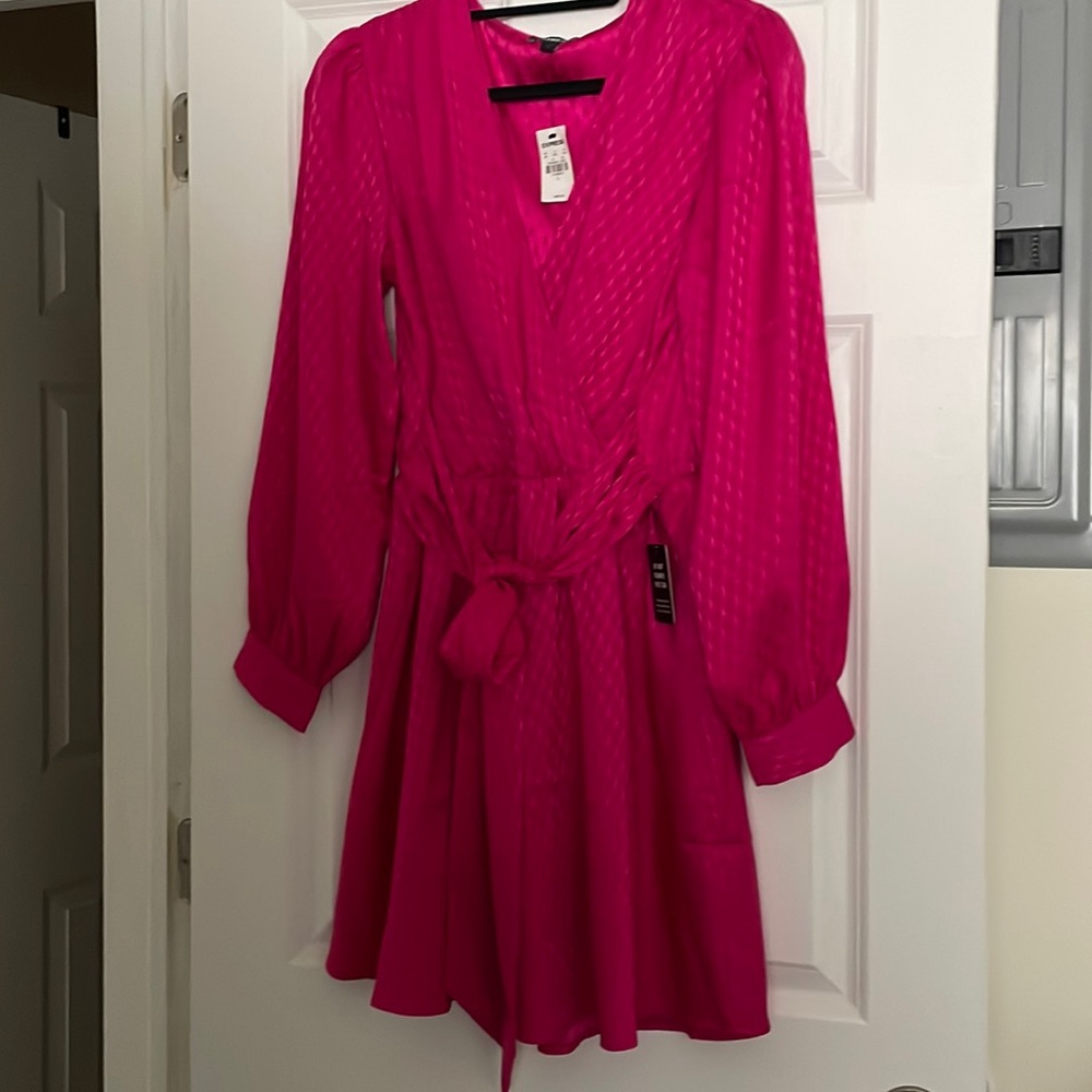 Express NWT fuchsia printed silky dress size Large